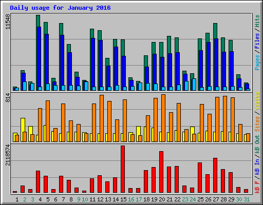 Daily usage for January 2016