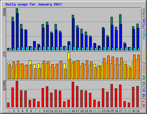 Daily usage for January 2017