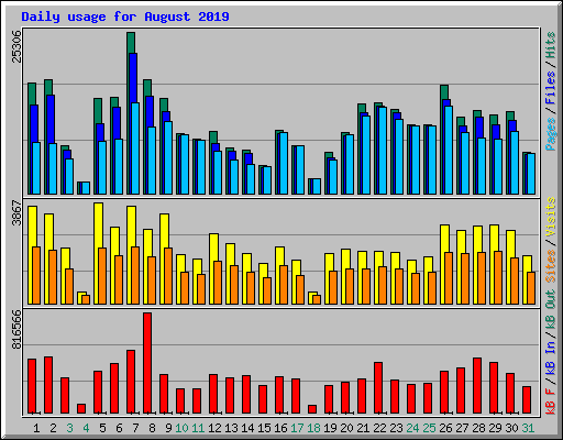 Daily usage for August 2019