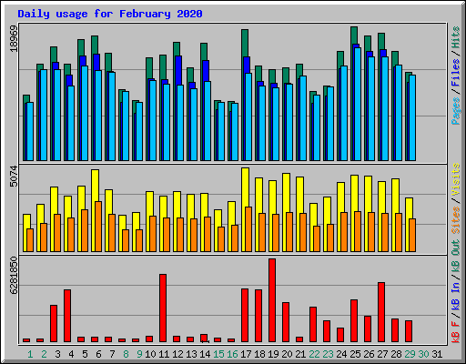 Daily usage for February 2020