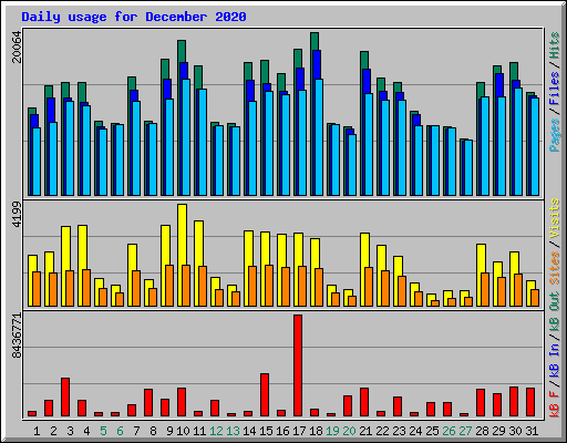 Daily usage for December 2020