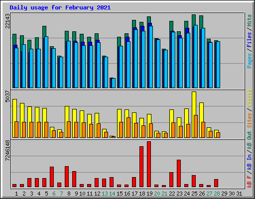 Daily usage for February 2021