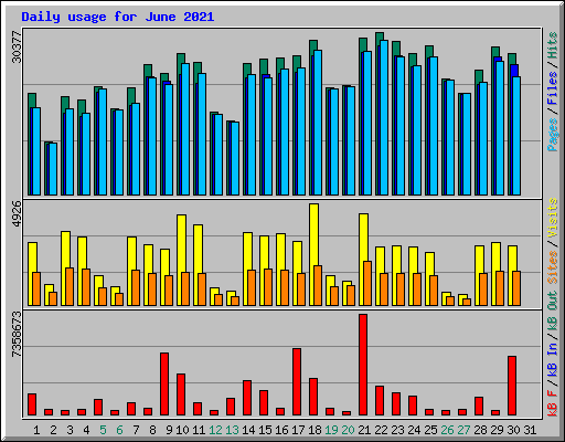 Daily usage for June 2021