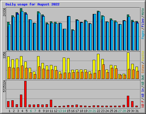 Daily usage for August 2022