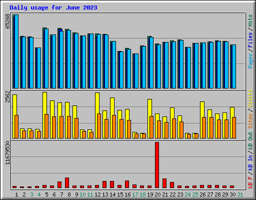 Daily usage for June 2023