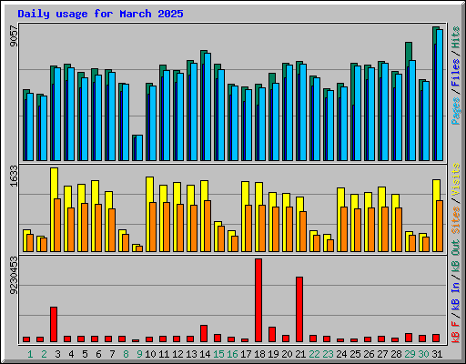 Daily usage for March 2025