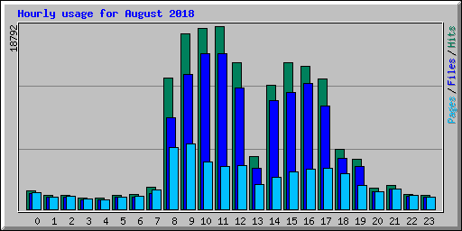 Hourly usage for August 2018