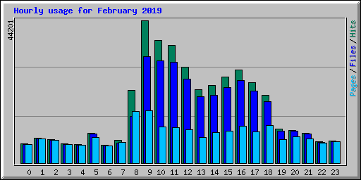 Hourly usage for February 2019